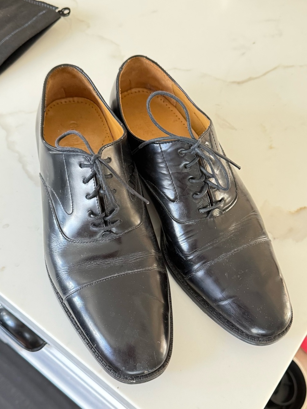 Cole Haan Black Leather Lace-Up Dress Shoes